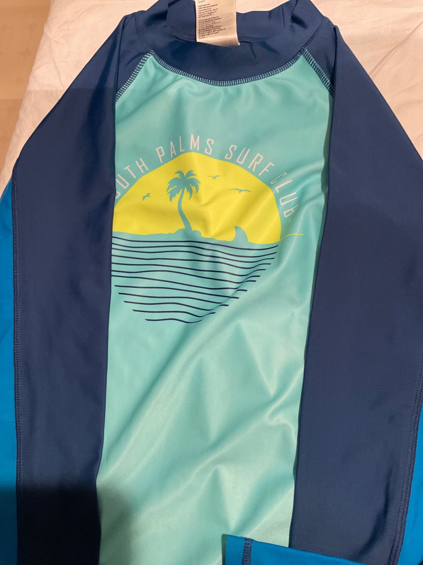 H&M Badeoberteil Surf 122 Blau und Hellblau mit Insel und 🏝️