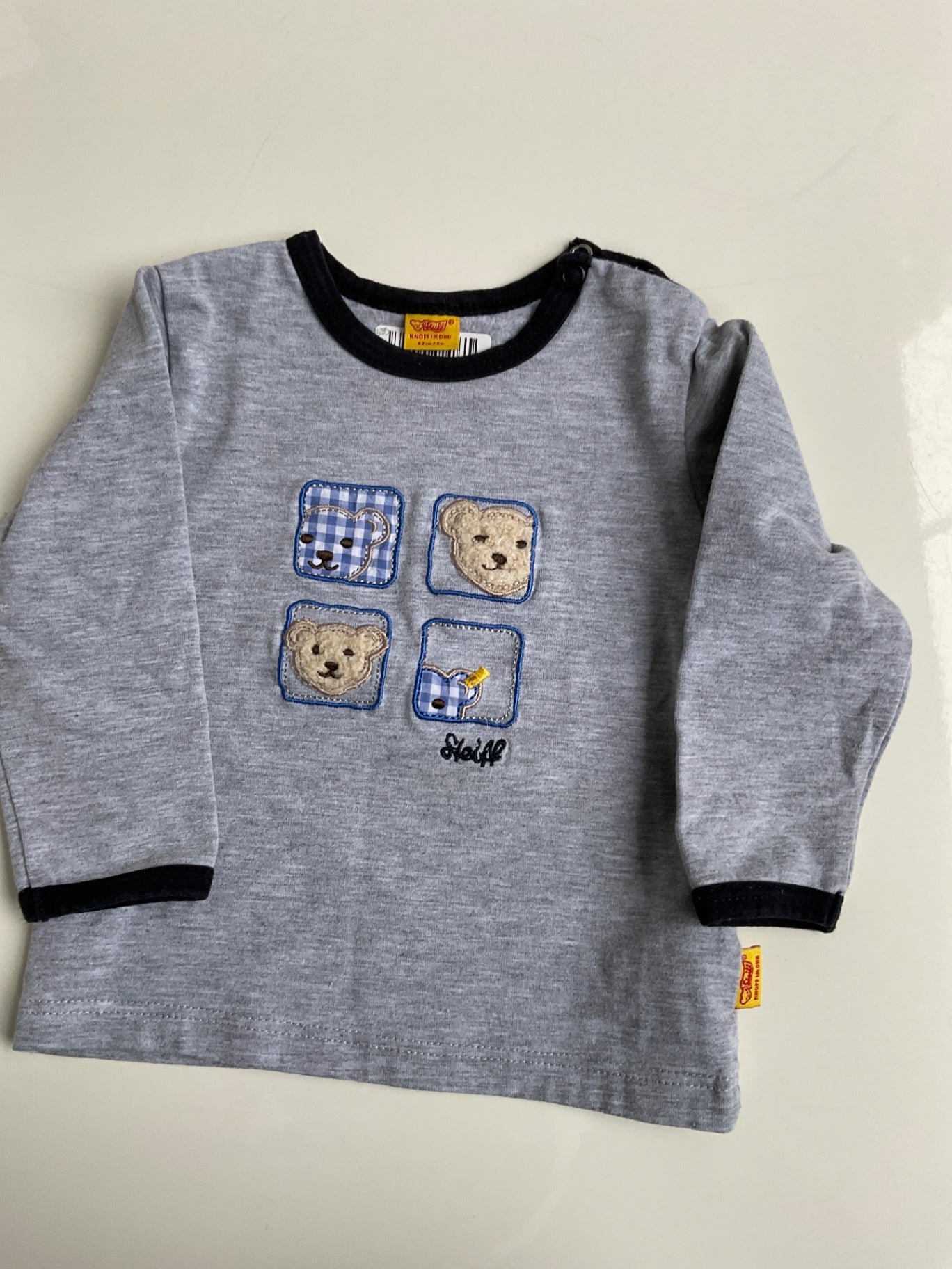 Steiff Langarmshirt 62 Grau mit Bären 🐻