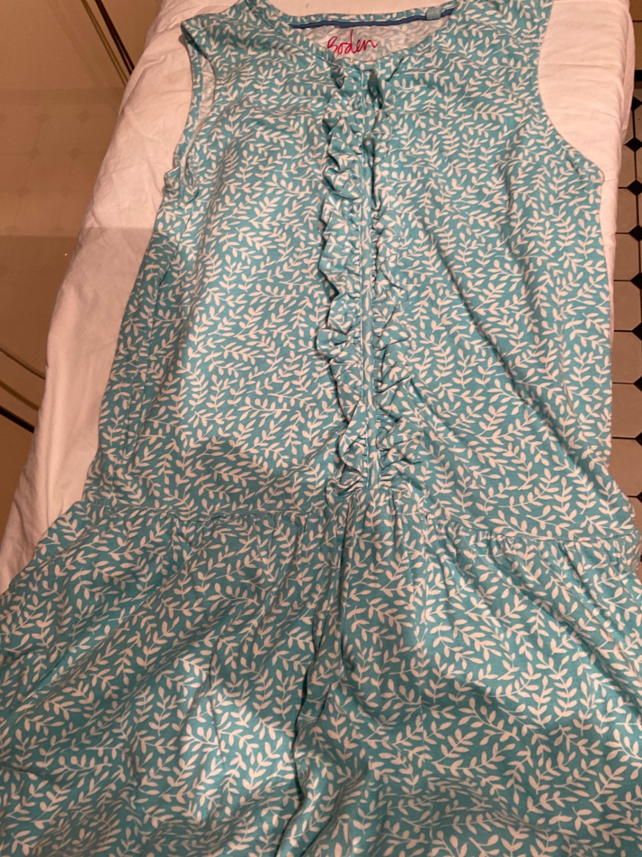 Boden Kleid 152 Türkis mit weißen Muster