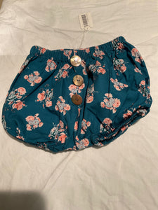 LES ENFANTINES Shorts 80 Türkis mit Blumenmuster