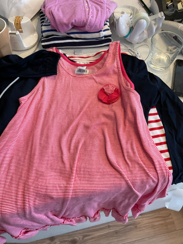 PETIT BATEAU  Tanktop kleid 152 Rot-Weiß gestreift