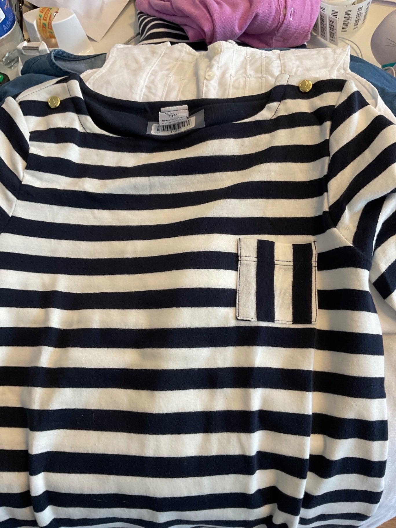 PETIT BATEAU  Shirt 140 Schwarz und Weiß gestreift