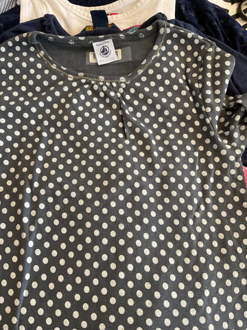 PETIT BATEAU  T-Shirt 128 Grau und Weiß