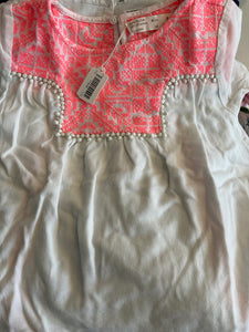 Zara Bluse 116 Weiß und Neonrosa