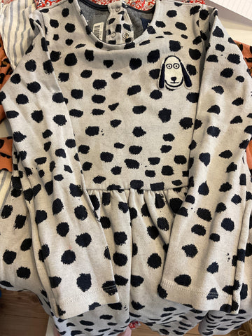 PETIT BATEAU  Kleid 116 Grau mit schwarzen Punkten