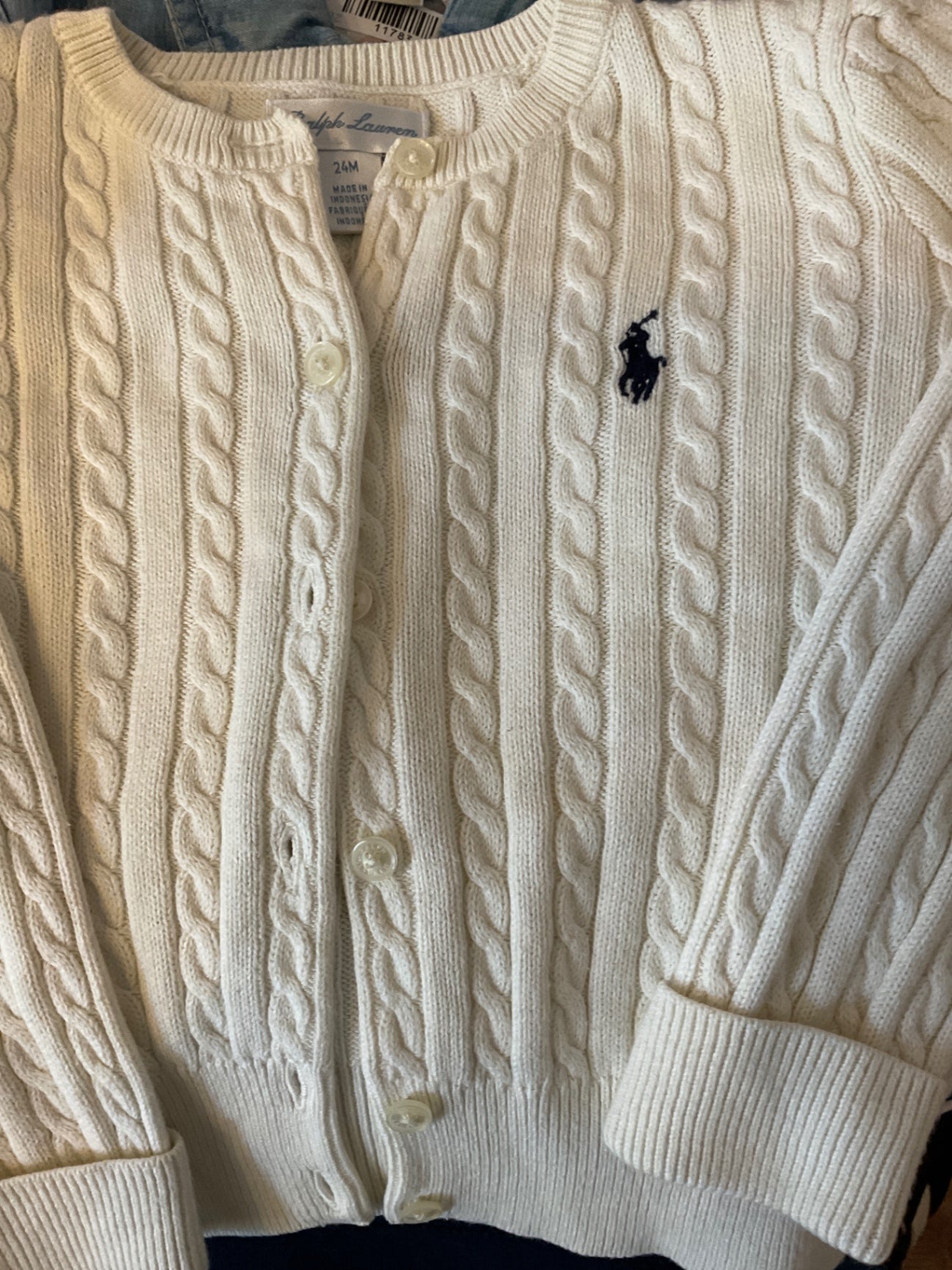 Ralph Lauren Strickjacke 92 Cremeweiß