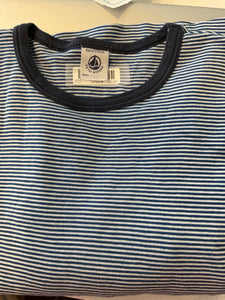 Petit Bateau Langarm Shirt 128 Blau und Weiß gestreift