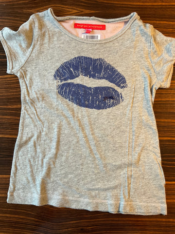 bengh per princesse T-Shirt 122 Grau/Lippe blau mit kleiner Schleife