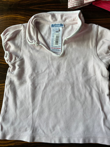 Jacadi T-Shirt mit Kragen  98 Rosa / Weiß eingefasst