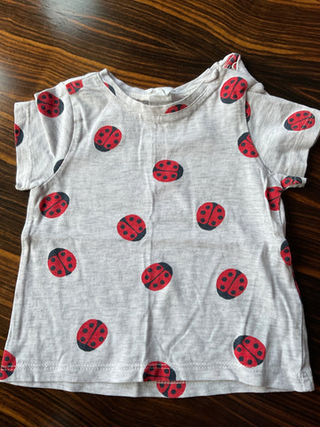 H&M T-Shirt 68 Hellgrau mit 🐞