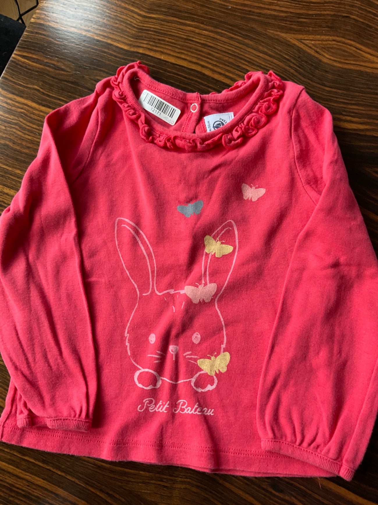 Petit Bateau Langarmshirt 86 Pink / 🐰 🦋