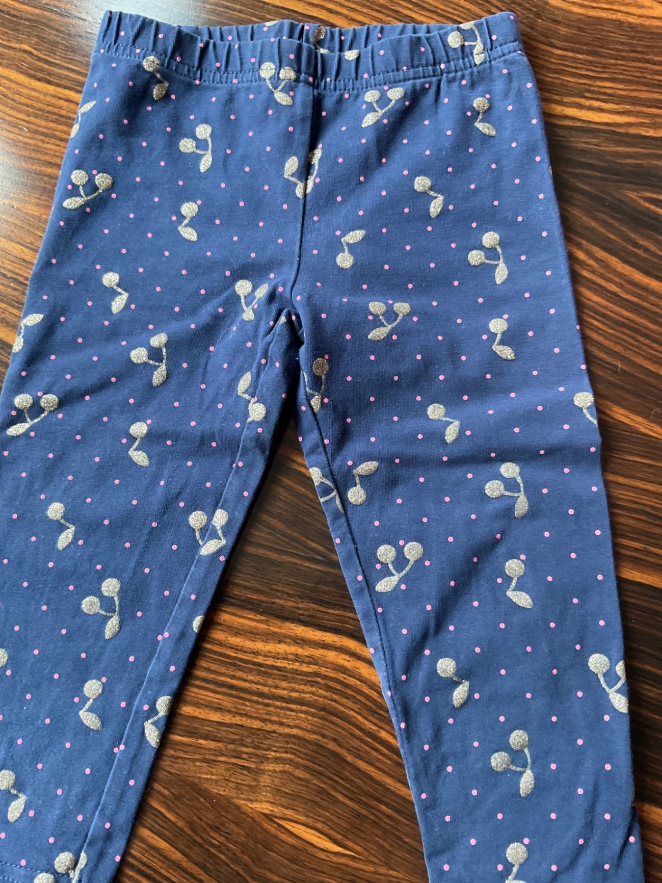 Carter‘s Leggings 104 Blau mit Punkten und Glitzkirschen