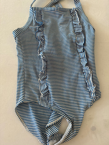 PETIT BATEAU  Badeanzug 116 Blau und Weiß gestreift