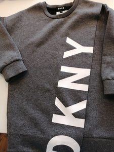 DKNY Sweatshirt Kleid 116 Grau/Aufschrift