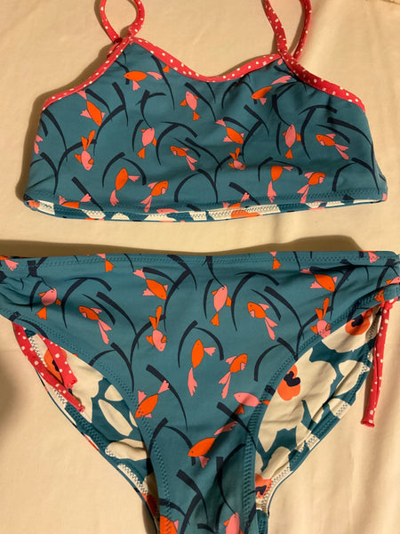 Unbekannt Bikini zum wenden 134/140 Mehrfarbig (Blau, Weiß, Orange, Pink)