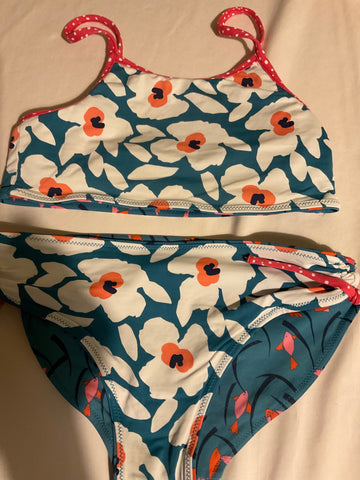 Unbekannt Bikini zum wenden 134/140 Mehrfarbig (Blau, Weiß, Orange, Pink)