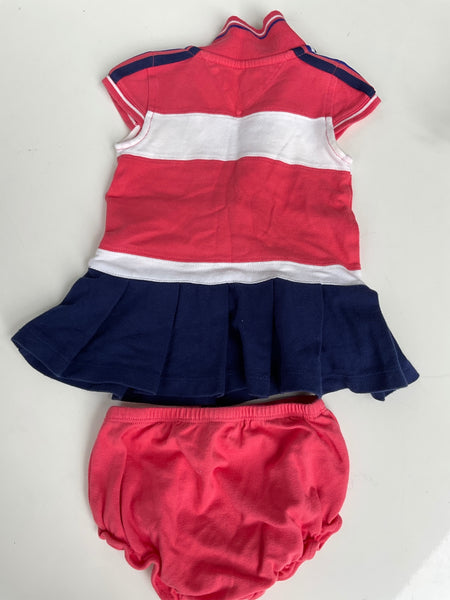 Tommy Hilfiger Kleid mit Short *Set Flecken vorne 74 Pink, Weiß, Blau Streifen