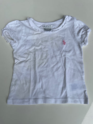 Ralph Lauren T-Shirt *gelbe Flecken vorne/hinten 86/92 Weiß