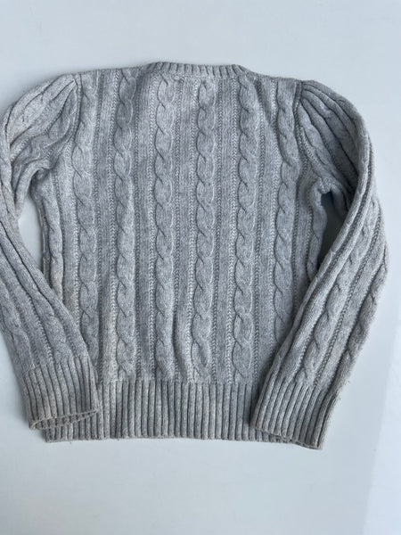 Ralph Lauren Pullover 116 Grau mit Silberglitzer / Zopfmuster