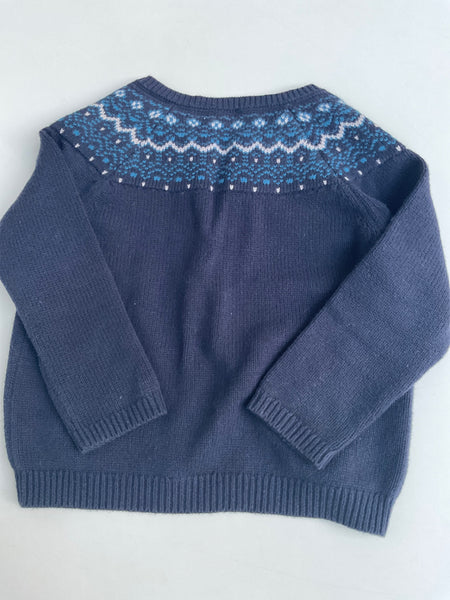 Petit Bateau Strickjacke 110 Marineblau / Norwegermuster