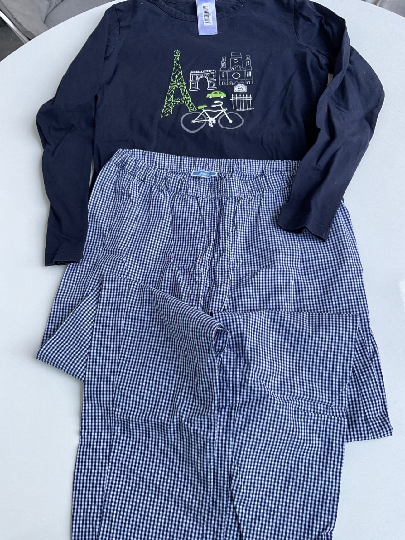 Jacadi  Pyjama 152 Blau / Hose kariert