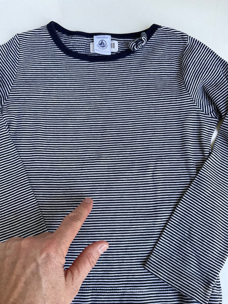 Petit Bateau Langarmshirt 116 Schwarz-Weiß gestreift