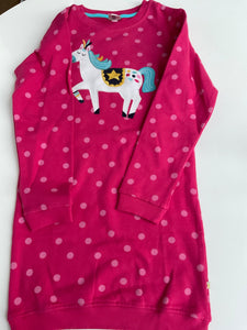 Frugi  Sweatshirt Kleid 134 Pink / 🐎 und Punkte