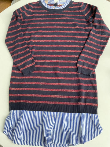 Scotch & Soda Pulloverkleid 152 Mehrfarbig (dunkelblau mit roten Streifen und blau-weiß gestreiftem Saum)