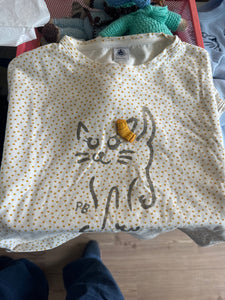 Petit Bateau T-Shirt 116 Weiß mit gelben Punkten