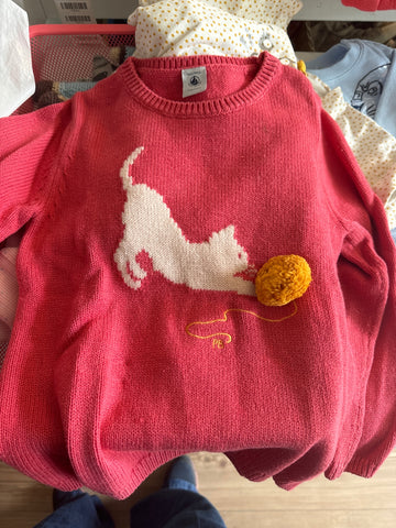 PETIT BATEAU  Pullover *Katze 110 Rot