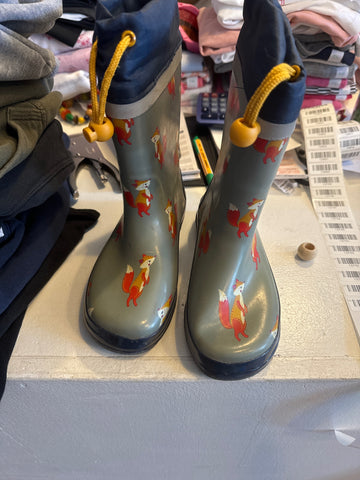 Unbekannt Gummistiefel 30/31 Grau mit buntem Fuchs-Muster