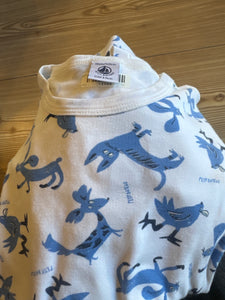 Petit Bateau T-Shirt 140 Weiß mit blauem Muster