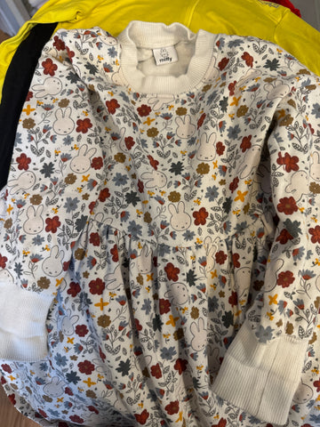 Miffy Kleid 110/116 Mehrfarbig (Weiß, Rot, Gelb, Grau, Braun)