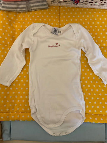 Petit Bateau Langarmbody 80 Weiß